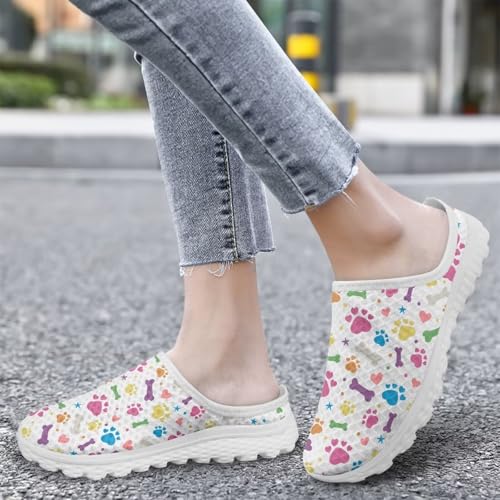FOR U DESIGNS Women's White Lightweight Slip on Mules for Summer Mesh Breathable Open Back Flats Casual Walking Shoes4