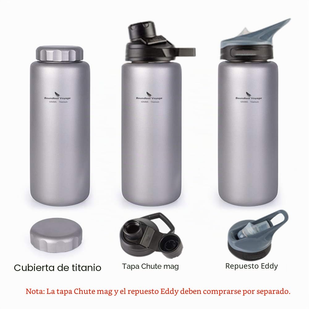 iBasingo 1050 ML Titanio Botella de agua al aire libre impermeable boca ancha deporte botella potable camping té café cafetera hervidor para senderismo escalada Ti1591I