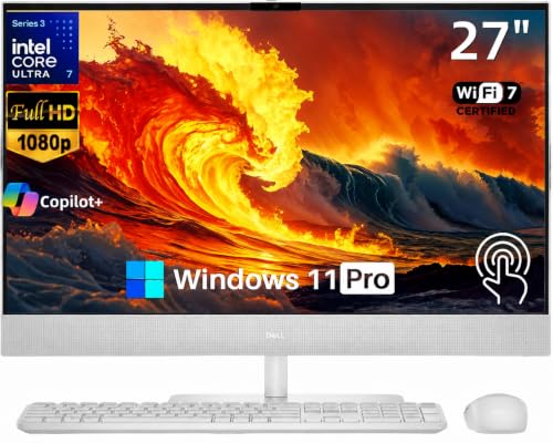 Image of Dell 27 Inch Touchscreen All-in-One Business Desktop PC, Intel Ultra 7 355, 32 GB DDR5, 1 TB SSD, 27 inch FHD IPS Display, Copilot+ PC, Dolby Atmos, Comfortview Plus, Wi-Fi 7, 1080p Wecam, Windows 11 Pro