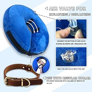 Inflatable Dog Cone Collar (L Size), Soft Blow-up Protective Recovery Dog Collar, Pet Donut Cone Collar, Comfy Elizabethan Collar After Surgery for Small Medium Dog to Prevent Biting, Blue Inflatable Dog Cone Collar (L Size), Soft Blow-up Protective Recovery Dog Collar, Pet Donut Cone Collar, Comfy Elizabethan Collar After Surgery for Small Medium Dog to Prevent Biting, Blue
