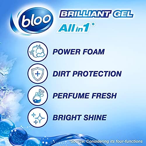 Bloo Brilliant Gel All in 1 Toilet Rim Block Cleaner, Arctic Ocean Fresh Scent, for All-Around Cleanliness, Long Lasting Freshness and Brilliant Shine.