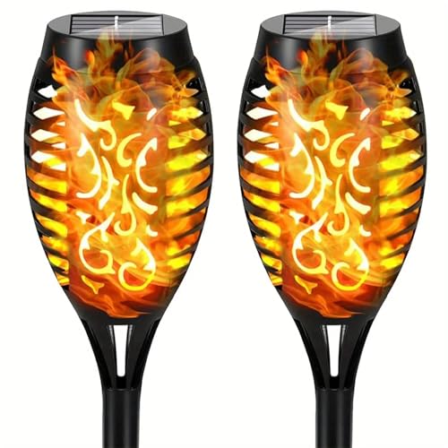 Luz de llama solar 12 LED exterior paisaje patio jardin antorchas solares pack de 2