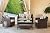 SOLAURA Patio Furniture Outdoor Conversation Set All Weather Wicker 4-Piece Sectional Sofa with Tempered Glass Coffee Table - Brown