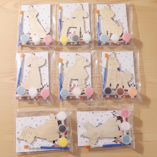 Saypacck 24 Pcs Pet Dog Party Favors Wooden Paint Craft Kits