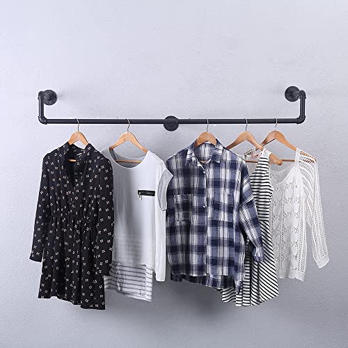 Industrial Pipe Clothing Rack Wall Mounted,Vintage Retail Garment Rack Display Rack Cloths Rack,Metal Commercial Clothes Racks For Hanging Clothes,Iron Clothing Rod Laundry Room Decor(59In) #TOP3