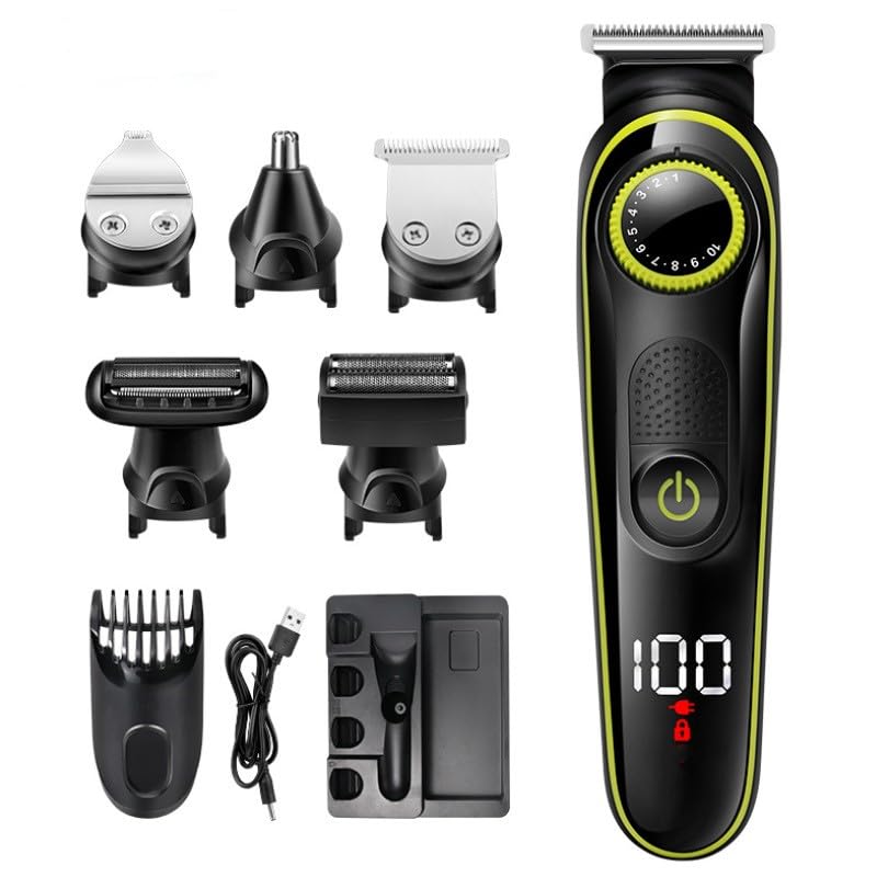 Cortapelos multifuncional de carga USB, kit profesional de afeitadora eléctrica de láminas para hombres, máquina de corte de pelo para peluquería y recortadoras, kit de aseo para nariz y cuerpo