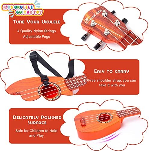 17 Inch Kids Ukulele Guitar Toy 4 Strings Mini Children Musical Instruments Educational Learning Toy for Toddler Beginner Keep Tone Anti-Impact Can Play with Picks/Strap/Primary Tutorial - 3