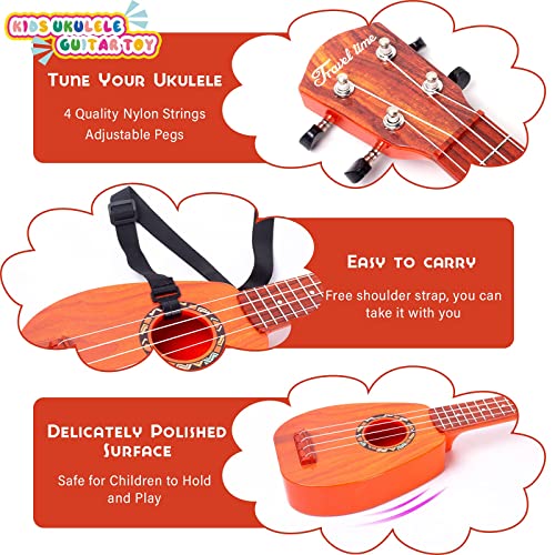 image for YOLOPLUS+ 17 Inch Kids Ukulele Guitar Toy 4 Strings Mini Children Musi
