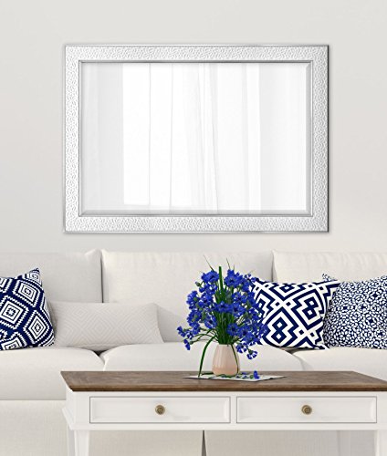 Image of MCS Nordic Blossom Large Wall Mirror, Modern Rectangle Mirror Home Decor for Living Room, Bedroom, or Bathroom, 29 by 41 Inch, White