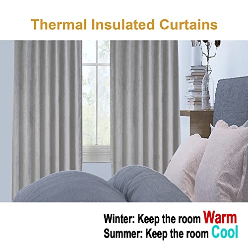 Owenie Odette Velvet Total Blackout Curtains 45 Inches Length 2 Panels Set, Warm Thermal Insulated Energy Saving Small Window Curtains, Back Tab Tier Curtains, Silver, 42X45 Inch #TOP1