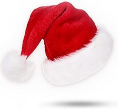 Jonami Cappello di Babbo Natale. Cappellino Tradizionale Rosso e Bianco Unisex Taglia Unica a Design Nataliazio. Accessori per Costume di Babbo Natale