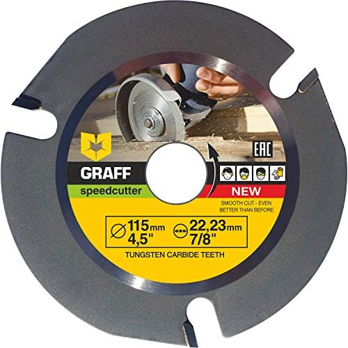 Grinder Wood Carving Disc GRAFF® Speedcutter 115mm, TCT Circular Saw Blade for Angle Grinder - Woodcarving Saw Blade 22.23 mm Arbor, Sculpting, Shaping and Cutting Wheel with 3 Teeth (115 mm)