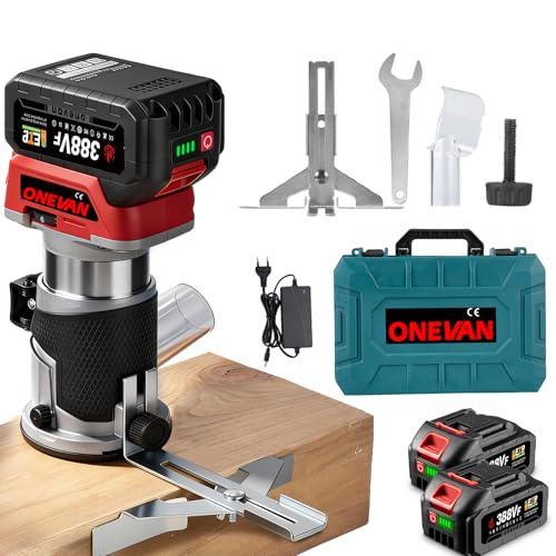 ONEVAN �d���g���}�[ ���[�^�[ �}�L�^18V�o�b�e���[�݊� �[�d�� 6�i�ϑ� ���l�\���t�� 1000W���o�� �A���~�x�[�X �[��30mm���� 6.35mm�R���b�g�Ή� LED���C�g �؍H���H/�ʎ��/�a�؂� DIY�p �d���H��i2�o�b�e���[�{�}���[�d