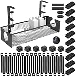 52-Piece Kit de bac de gestion de câbles sous bureau - Pas de panier d'organisateur de câble de forage pour le bureau/maison, tient les câbles d'extension & Câbles, Support de pince sans vis pour bureau, Cuisine, Internet Café