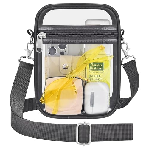 Image of Clear Bag for Stadium Events - Sports Messanger Bag Small Mini Clear Purse for Fan, Concert, Work, Travel