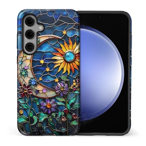 SKAMIX Case for Samsung Galaxy S25 FE,Camera Full Shell Protection Soft Phone Case -Stained Glass Moon Floral by SKAMIX - Used condition - US$12.66
