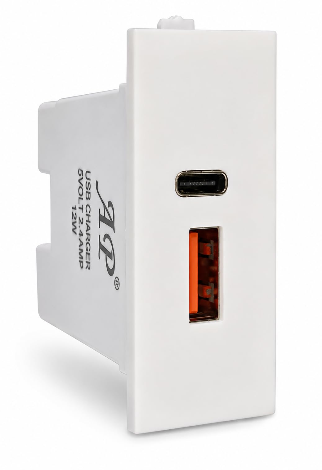 Fast Charging Wall Charger Modular Socket with USB & Type-C Port | Dual USB Charger Module for Modular Switch Board | Mobile Charging Power Socket Adapter, White-image-17