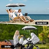 Jokapy Garden Umbrella Parasol Portable,Camping Chair Umbrellas Multifunctional Clip-on Beach Umbrella with Universal Clamp 360° Adjustable,Beach Chair Parasol Umbrellas for Wheelchair (Grey) - Image 8