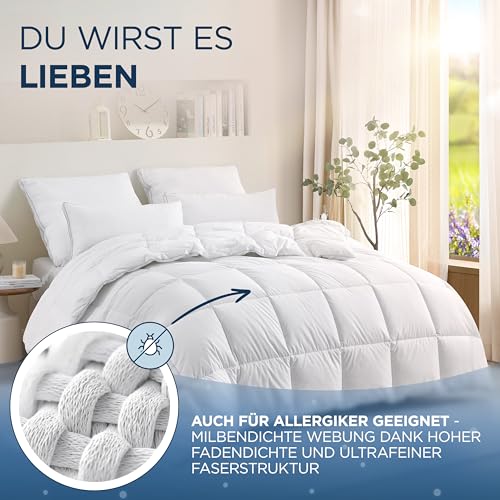 Samthus Feder- und Daunendecke 155x220cm | himmlisch weiche Ganzjahresdecke – Ansicht 4