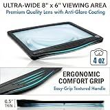MagniPros 5X Rechargeable Large Ultra Bright LED Page Magnifier with Anti-Glare Lens & 3 Color Dimmable Light Modes, Relieve Eye Strain- Ideal for Reading Small Prints, Low Vision, Seniors
