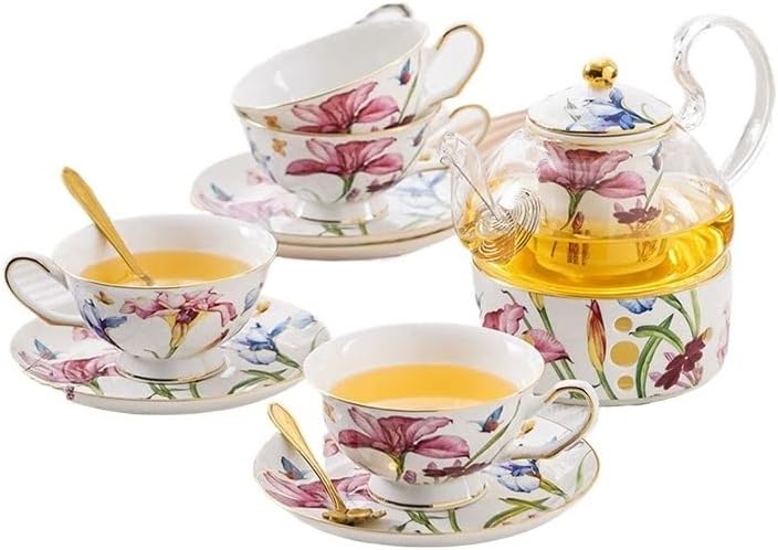 Light Luxury Ceramic Fruit Flower Teapot Household Heat Resistant Tea Set Heating