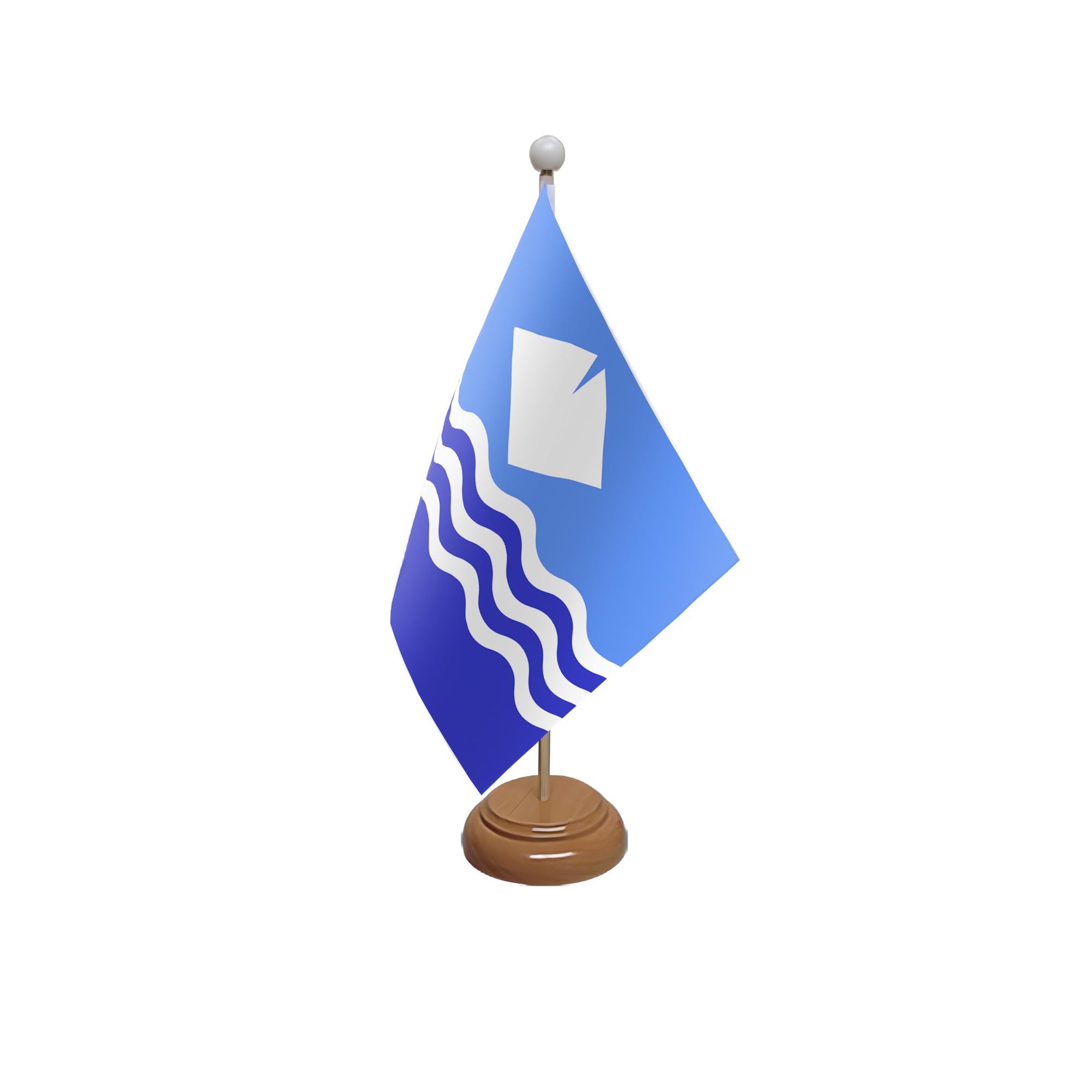 Flagtex Isle of Wight New (Waves) Wooden Table Flag With Wooden Base