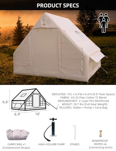 Carpa inflable para camping 2-4 personas 10.2'x8'x7' miniatura 4