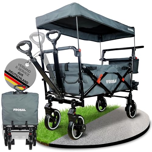 FROSAL Bollerwagen Paul faltbar Kinder grau klappbar Strandwagen Handwagen...