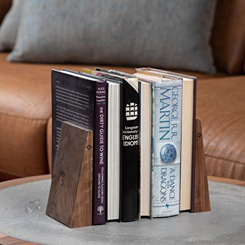 TILISMA - Serre-Livres en Bois Faits à la Main - Serre-Livres décoratifs pour étagères - Porte-Livres Robustes pour Les Livres Lourds - Noyer - Image 7
