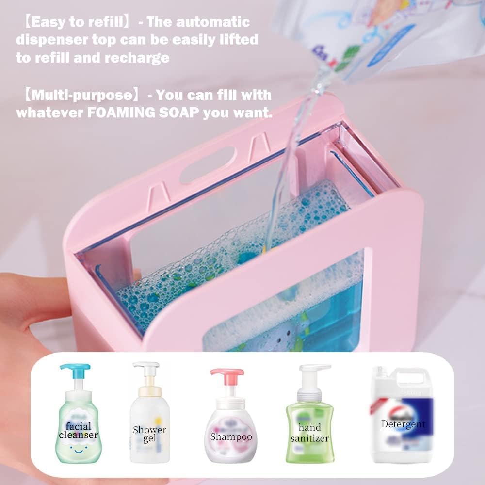 Automatischer Schaumseifenspender – niedlicher berührungsloser Dinosaurier-Handseifenspender, Wandhalterung, wasserdicht, wiederaufladbar, 400 ml, für Badezimmer, Arbeitsplatte, Küche, Büro, Hotel,