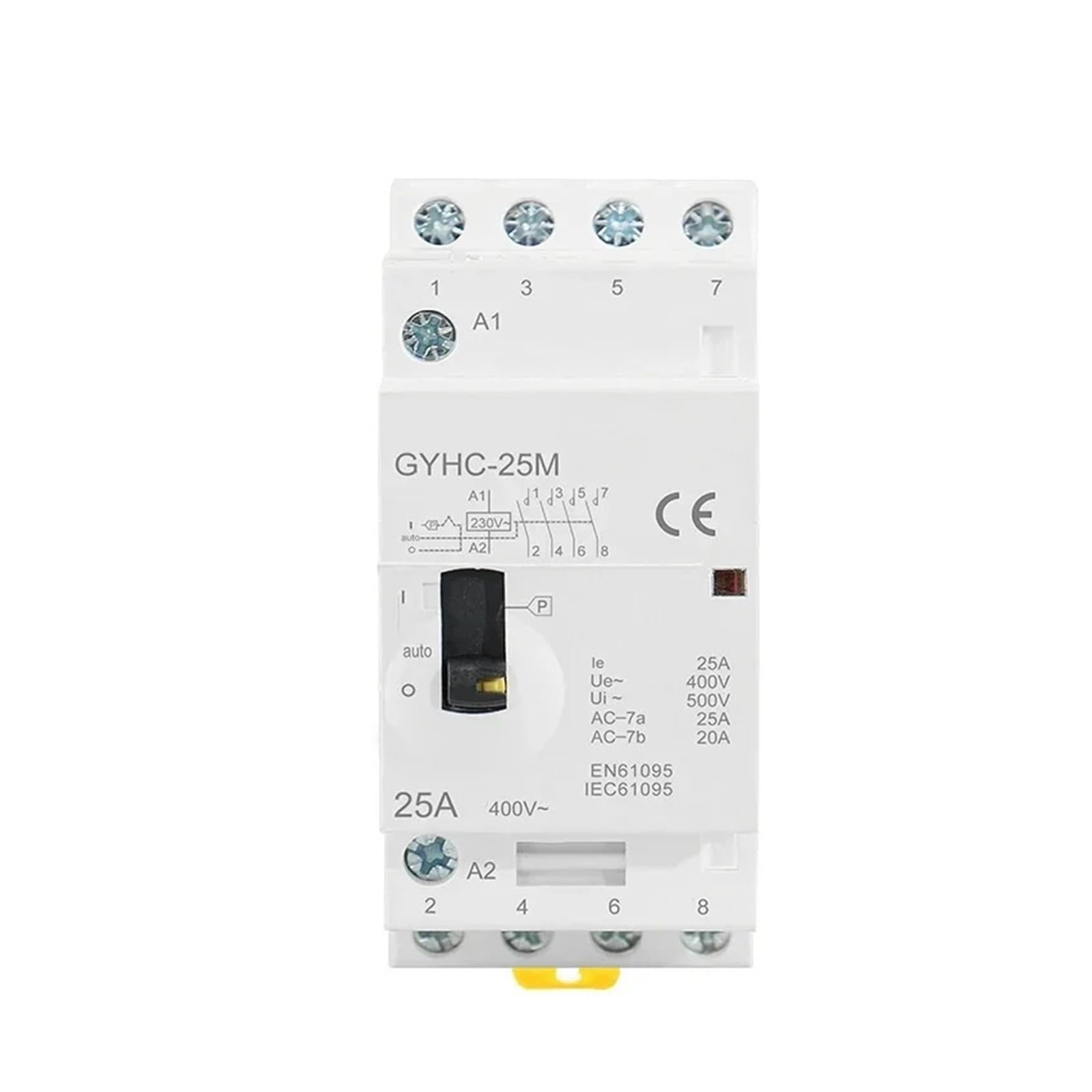 Contactor manual 4P 25A 4NO 2NO2NC 220V/230V carril AC Contactor modular 50/60HZ(4P 25A 2NO2NC 220V)