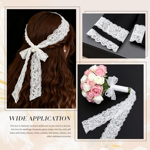 image for LYXMYGS Lace Trim Ribbon, 5-Yard White Lace Ribbon, 2.36 Inch Width Wh