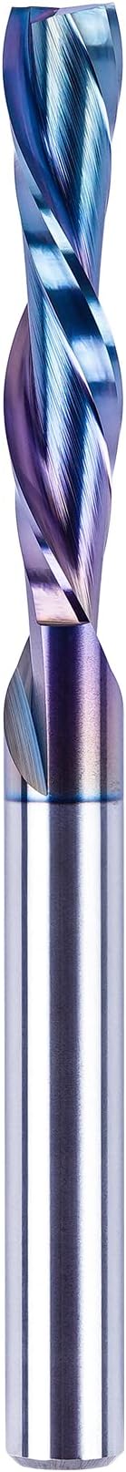 SpeTool Down Cut Spiral Router Bits 1/4 Shank with Coating, 1-1/4 Inch Cutting Length 3 Inch OVL, CNC Bits for Wood Inlay Slot Mortise Cutting Carving Engraving