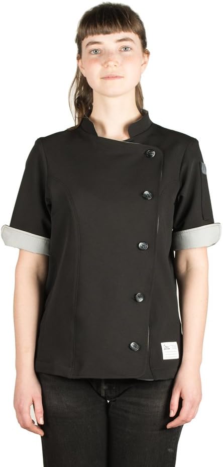 Crew Apparel Women's Chef Coat The Stephany Made in America (M, Black)