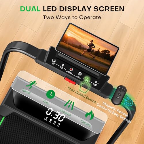 Image of 5 in 1 Foldable Treadmill, 7.5 MPH Treadmills for Home with App Compatible, Treadmill with 10% Incline, 3.0HP Brushless Drive, Remote Control and LED Display, 12 HIIT Programs, 400 LBS Capacity