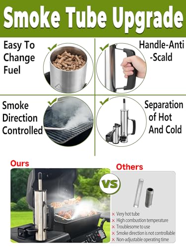 Advanced Smoke Tube for Pellet Smoker, Latest Upgrade Cold Smoker Generator for Gas Grilling, Portable Cordless Electric, Hot or Cold Smoking: Fit Any Grill or Smoke, Perfect Gifts for Men, Fathers