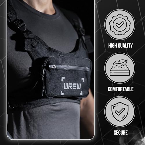 WREW Bolsa de peito resistente à água para homens - Mochila minimalista para treino - Bolsa transver