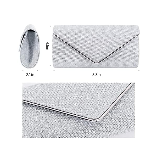 Naimo Flap Dazzling Clutch Bag Evening Bag with Detachable Chain - Image 7