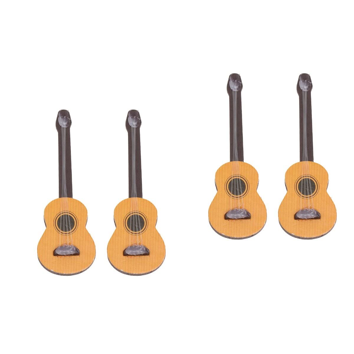 Healifty 2PCS Miniature Guitar Model for Dollhouse 1:12 Scale Wooden Base Guitar Mini Musical Instrument Photo Props Doll House Model Home Decor