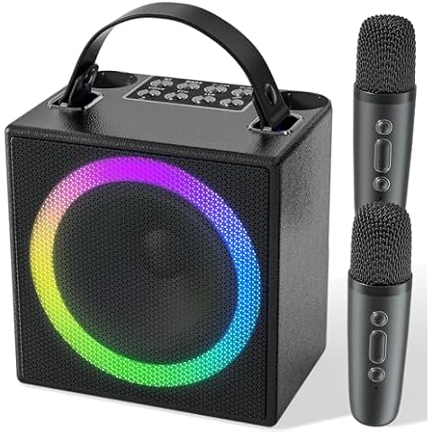 Verkstar Karaoke Machine, 2024 Upgraded Karaoke Portable Systems with Two Microphones Storage, Bluetooth Karaoke Speaker Singing Machine for Adults Kids, Gifts for Girls Boys Party Cover
