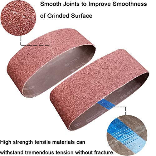 M-Jump 12 Pcs 4 X 24 Inch Aluminum Oxide Sanding Belt Kit-Include 2 Each Of 60 80 120 150 240 400 Grits-Premium Sandpaper Sander Belt For Portable Belt #TOP2