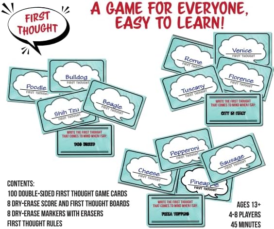 Miniatura 8 de FIRST THOUGHT Juego de mesa familiar El divertido juego de fiesta de pensamiento rápido Juego de mesa familiar Ideal para noches de juego Fácil