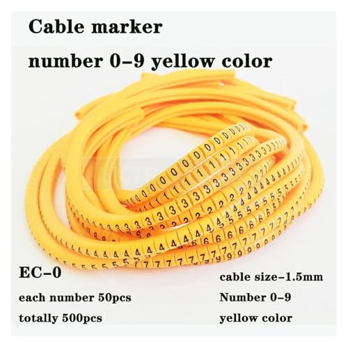 Marqueurs de câbles électriques et bagues d'identification de câblage en PVC jaune EC-0 x1000 - 6