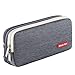 Puroma Pencil Case with 2 Compartments, Zipper Large Storage Pens Pouch Bag for Student Office College Middle School High School, Gray