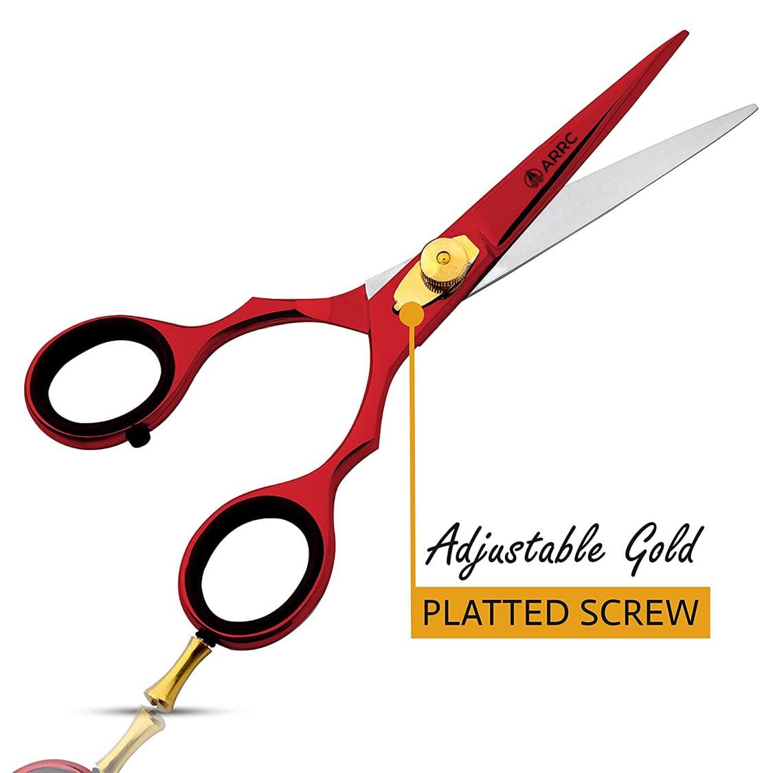 Professional Hair Cutting Scissors - Barber Scissor - 6.5 Inch Hair Shears | Razor Edge Hair Scissor- Hair cutting shears For Home & Salon (Red) : Beauty & Personal Care