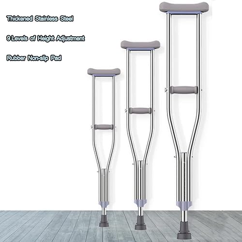Miniatura 3 de Muletas para axilas para adultos y jóvenes discapacitados, muletas médicas ajustables para caminar, cómodos amortiguadores de resorte (Talla M