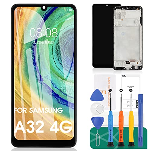 SRJTEK INCELL para Samsung Galaxy A32 4G Pantalla LCD reemplazo para Samsung A32 digitalizador reemplazo A325 LCD reemplazo SM A325F Montaje de Pantalla táctil con Herramientas (LCD Negro con Marco)
