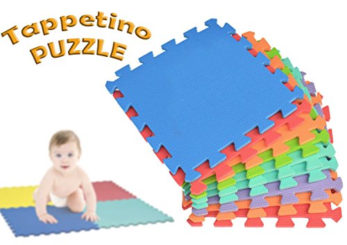 Mediawave Store 2814 Tappeto da Gioco Puzzle componibile colorato 10 Pezzi 30x30cm. MWS