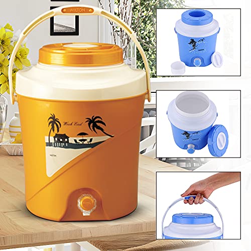 Image of Milton Kool Stallion 27 Insulated Plastic Water Jug, 1 Piece, 21.7 litres, Golden Yellow | Food Grade | Easy to Carry | BPA Free | Ideal for Travel | Picnic | Homes | Office | Shops | Clinics