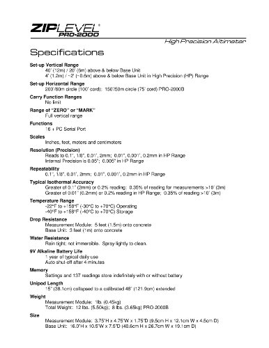ZIPLEVEL PRO-2000 High Precision Altimeter